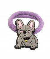 Dziewczęca gumka do włosów fioletowa piesek szary 3cm