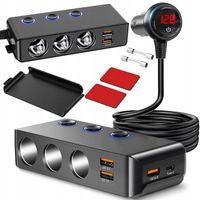 ŁADOWARKA SAMOCHODOWA ROZGAŁĘŹNIK GNIAZDA ZAPALNICZKI 12-24V 3xUSB UBS-C PD