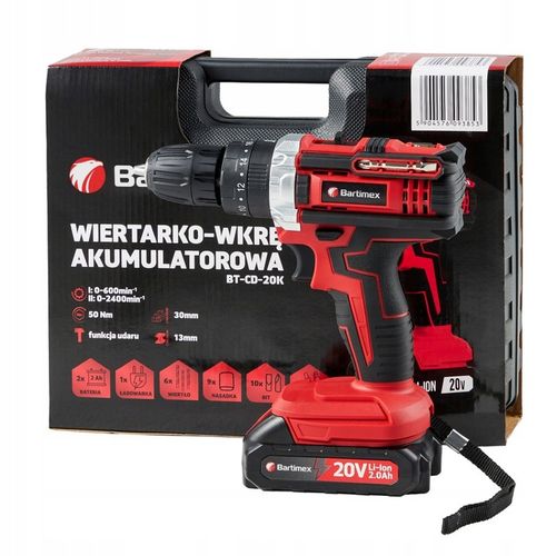 Wiertarko Wkrętarka 20V 2 akumulatory 2,0Ah Bity Wiertła Walizka na Arena.pl