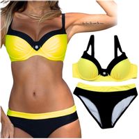 STRÓJ KĄPIELOWY DWUCZĘŚCIOWY BIKINI CZARNY KOSTIUM DAMSKI MODELUJĄCY M