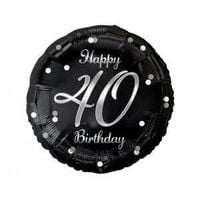 balon foliowy b&c happy 40 birthday, czarny