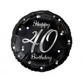 balon foliowy b&c happy 40 birthday, czarny