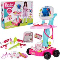 Mały Doktor Lekarz Zestaw Lekarski Różowy na wózku Mobilny Do Reanimacji 17 el.