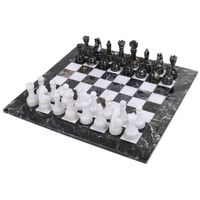 Szachy Italfama Marmur Czarno-Biały 30x30 cm + Luksusowa Walizka