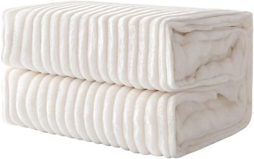 MIULEE Koc Dwustronna Flanela 125 cm x 150 cm Miękki Aksamitny Biały na Arena.pl