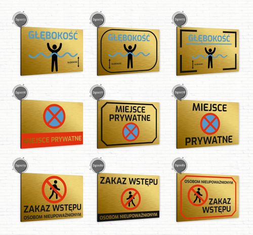 Tabliczka znak informacyjny 20x15 Złota ZAKAZ WSTĘPU Nierdzewna NADRUK UV na Arena.pl