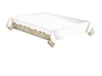 Obrus papierowy biały w złote zdobienia, 120x180 cm