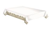 Obrus papierowy biały w złote zdobienia, 120x180 cm