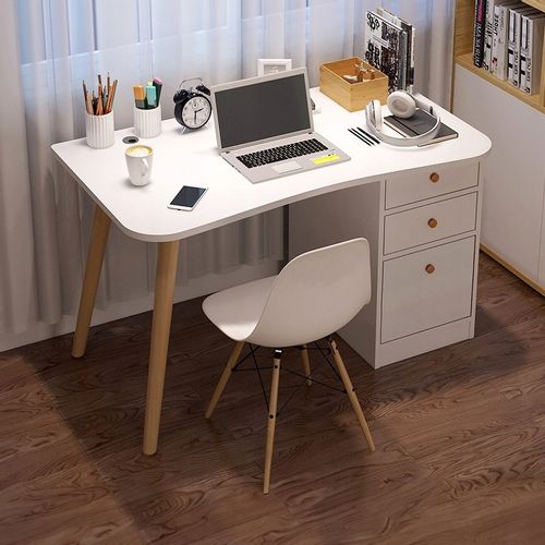 NOWOCZESNE STYLOWE BIURKO DO DOMU I BIURA Z SZUFLADAMI I PÓŁKAMI BIAŁE na Arena.pl
