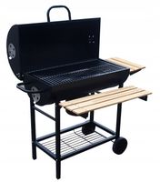 GRILL OGRODOWY DUŻY BBQ WĘGLOWY 3 RUSZTY Z POKRYWĄ TERMOMETR 71x36 cm RUSZT