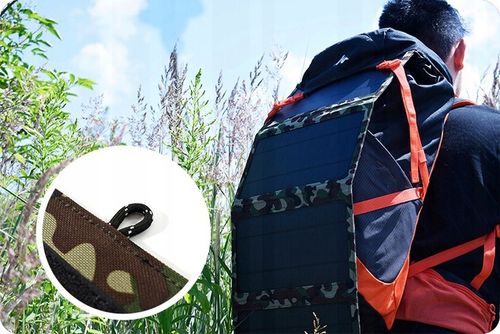 PRZENOŚNY PANEL SŁONECZNY 4 PANELE 2xUSB 20W MATA SOLARNA SKŁADNA W GÓRY na Arena.pl