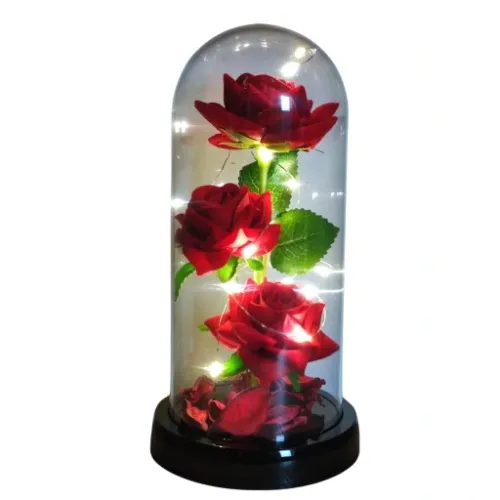 WIECZNA RÓŻA W SZKLE PREZENT NA DZIEŃ BABCI PUDEŁKO ŚWIECĄCA LED +KABEL USB na Arena.pl
