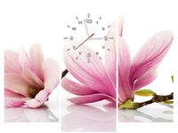 90CM 70 ZEGAR 3 ELEM RÓŻOWE MAGNOLIE SCIENNY DRUK