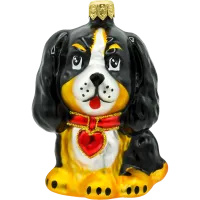 Bombka choinkowa szklana: Berneńczyk z czerwoną kokardką