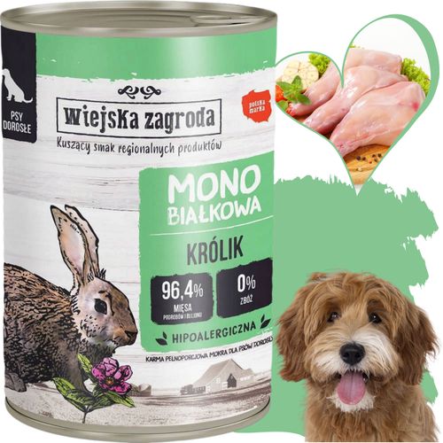 mokra karma dla psa królik 400g monobiałkowa wiejska zagroda hipoalergiczna na Arena.pl
