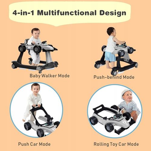 Chodzik dla dziecka 4 w 1, regulacja prawna ze względu na muzykę, szary na Arena.pl