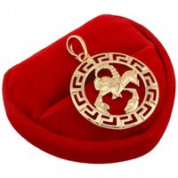 Złota zawieszka znak zodiaku SKORPION elegancka grecka koło pozłacana 18k