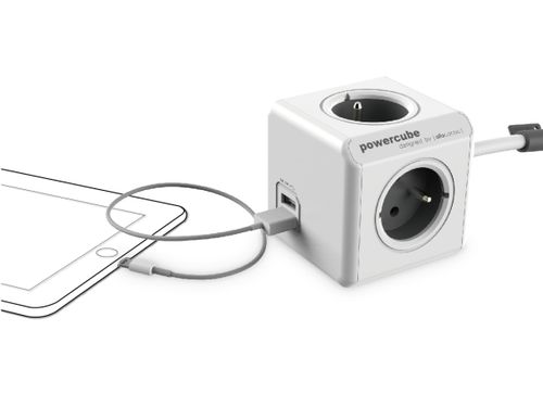 Listwa 1.5m allocacoc PowerCube 4 gniazda +2xUSB 2.1A 150cm na Arena.pl