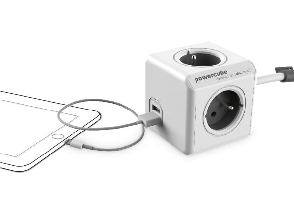 Listwa 1.5m allocacoc PowerCube 4 gniazda +2xUSB 2.1A 150cm zdjęcie 9