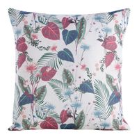Poszewka dekoracyjna FLORE 45x45 Eurofirany kremowa bordowa niebieska zielona liście kwiaty