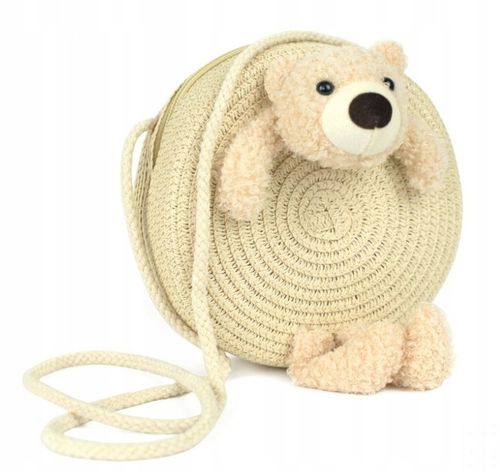 Torebka Dziecięca Pleciona Słomkowa z Misiem dla Dziewczynki na Lato na Arena.pl