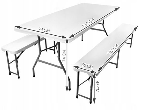 STÓŁ ROZKŁADANY + 2 ŁAWKI ZESTAW CATERINGOWY 180 cm SKŁADANY W WALIZKĘ XXL na Arena.pl