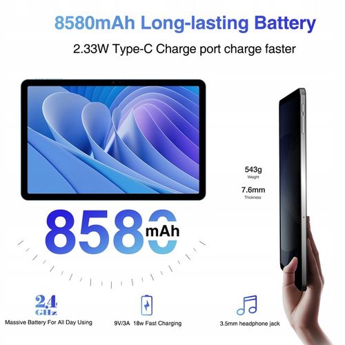 Tablet DOOGEE T30Pro 8GB / 256GB 11"IPS FHD 2K+8580mAh 20MP WIFI Android 13 na Arena.pl