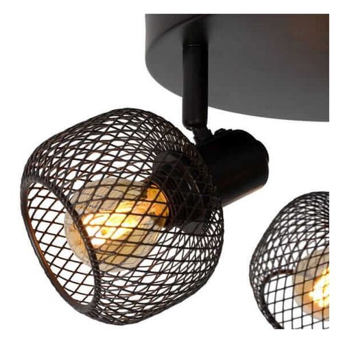 Sufitowa LAMPA loftowa MAREN 77978/13/30 Lucide metalowa OPRAWA plafon okrągły regulowany czarny na Arena.pl