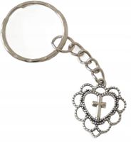 Breloczek Serduszko z Krzyżykiem Krucyfiks Brelok dla Wierzących I Pamiątka