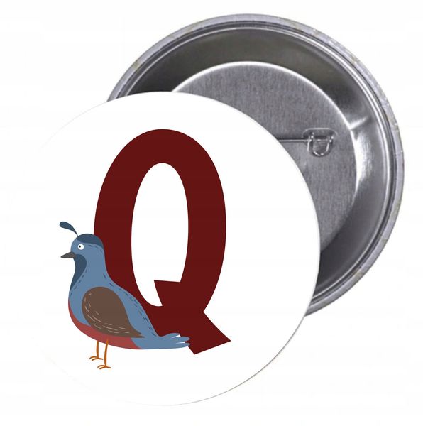 Przypinki buttony LITERKI DLA DZIECI - Q zdjęcie 1