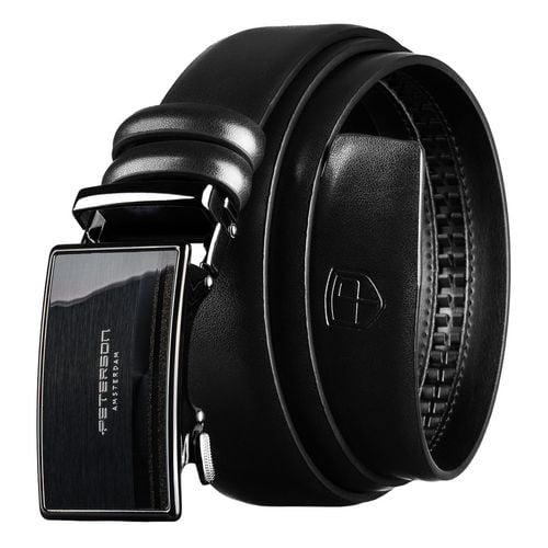 skórzany pasek męski w czarnym kolorze z automatyczną klamrą - peterson na Arena.pl