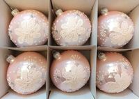 Bombki choinkowe szklane róż połysk Koronka" 10cm
