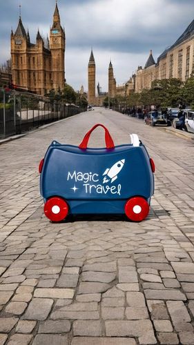 Walizka dziecięca jeżdżąca podróżna na kólkach jeździk MAGIC TRAVEL SPACE na Arena.pl