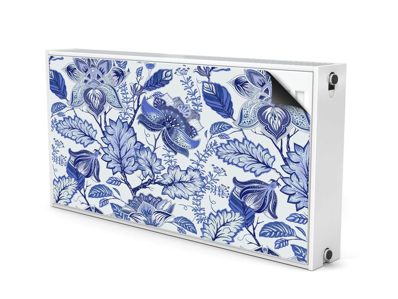 Mata MAGNETYCZNA Na Grzejnik Niebieskie Kwiaty Styl Folklor 80cm x 60cm zdjęcie 2