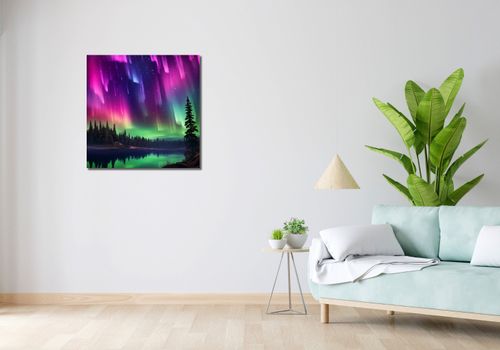 Obraz 70x70cm Zorza Nad Lasem na Arena.pl