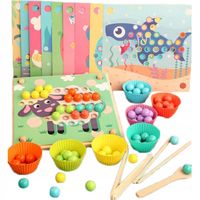MONTESSORI DREWNIANA UKŁADANKA z KULKAMI DREWNIANY SORTER GRA PUZZLE DZIECI