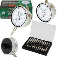 CZUJNIK ZEGAROWY 0-10mm 0,01mm TRZPIEŃ 8mm ŚREDNICA 55mm + końcówki