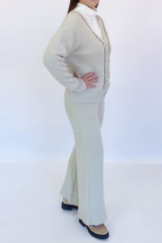 Kremowy Sweterkowy Komplet Damski Sweter + Spodnie UNI na Arena.pl