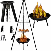 Grill Węglowy Ogrodowy Stabilny Trójnóg Palenisko Na Ognisko 2w1 PORZĄDNY