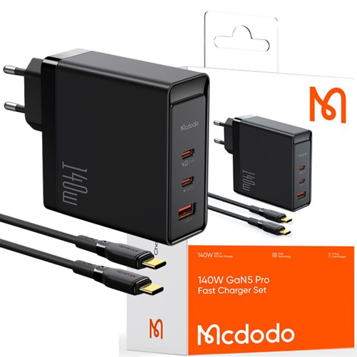 McDodo Ładowarka Sieciowa 140W GAN z 3x USB-C + Kabel do MacBooka na Arena.pl