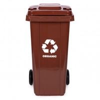 STABILNY KOSZ NA ŚMIECI 240L Z HDPE BRĄZOWY NA KÓŁKACH