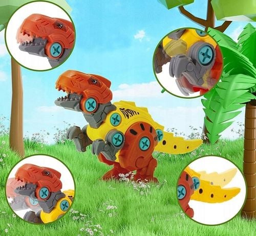 Klocki konstrukcyjne DINOZAURY do skręcania ZESTAW z wkrętarką śrubokrętem na Arena.pl