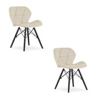 Krzesło LAGO Aksamit - beż / nogi czarne x 2