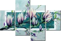 120CM 80CM ZEGAR 4 ELEM SŁODYCZ MAGNOLII JASNEJ ZIELENI OBRAZ ŚCIENNY