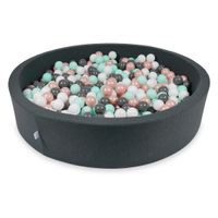Suchy basen 130x30cm grafitowy z piłeczkami 600szt (białe, różowozłote, jasnomiętowe, grafitowe)