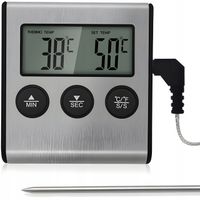 2X Termometr Kuchenny Elektroniczny LCD Cyfrowy do Pieczenia z Sondą Minutn
