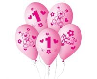 balony premium "moje 1 urodziny różowe 30 cm    / 5 szt.     gb-mu1g