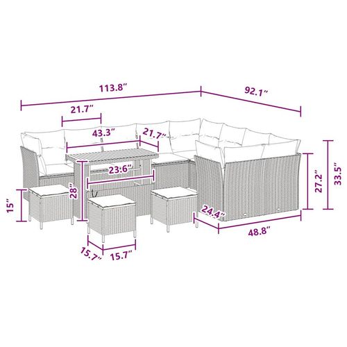 Zestaw Sof na Ogród z poduszką 13 pcs Czarny 110 x 55 x 71 cm na Arena.pl