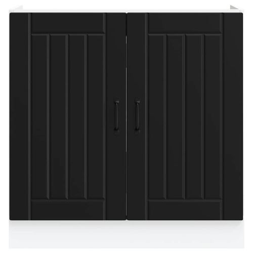 Szafka pod zlewozmywak „Lucca” z czarnego drewna klejonego na Arena.pl