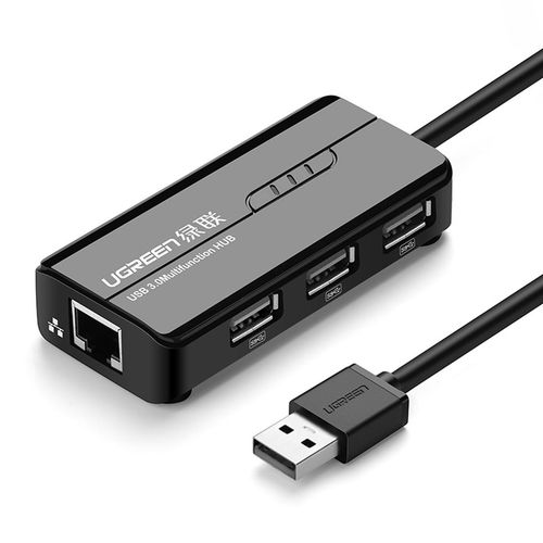 HUB Adapter sieciowy USB-A - RJ45 10/100 Mbps / 3x USB 3.0 czarny na Arena.pl